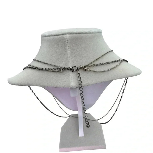 14” Turquoise Tone Dyed Stone Layered Gold Tone Chains Necklace & Earrings Combo - Picture 4 of 10